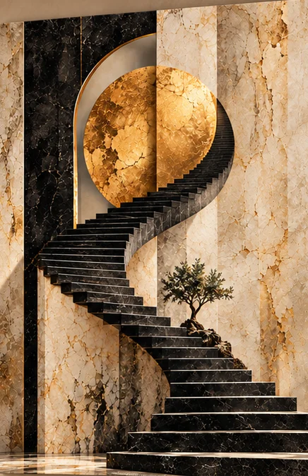 Stairway to the Golden Moon - Abstract wall art, custom canvas print and photo frame