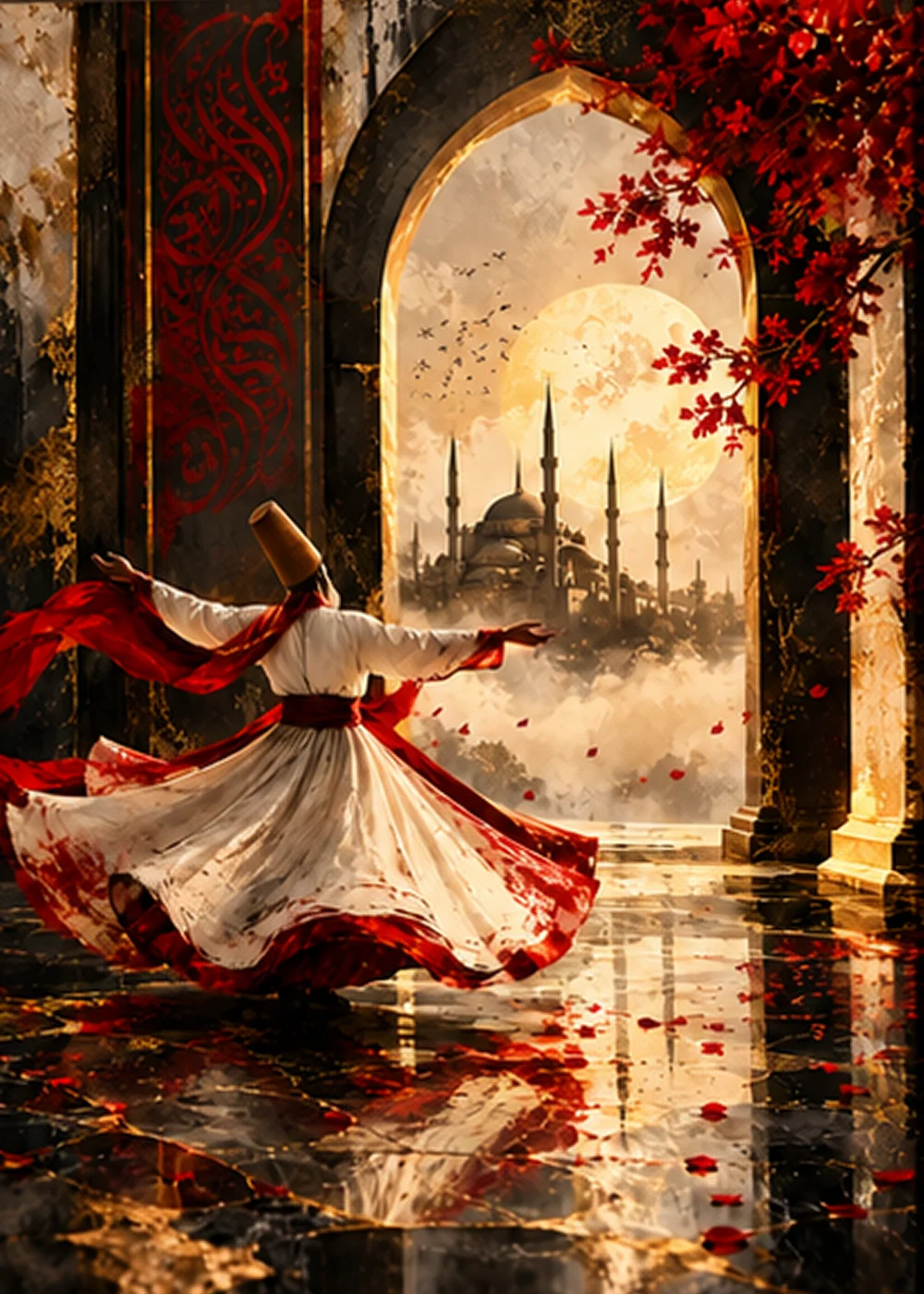 Sufi Dancing In Front of the Mosque - Sufism wall art, custom canvas print and photo frame