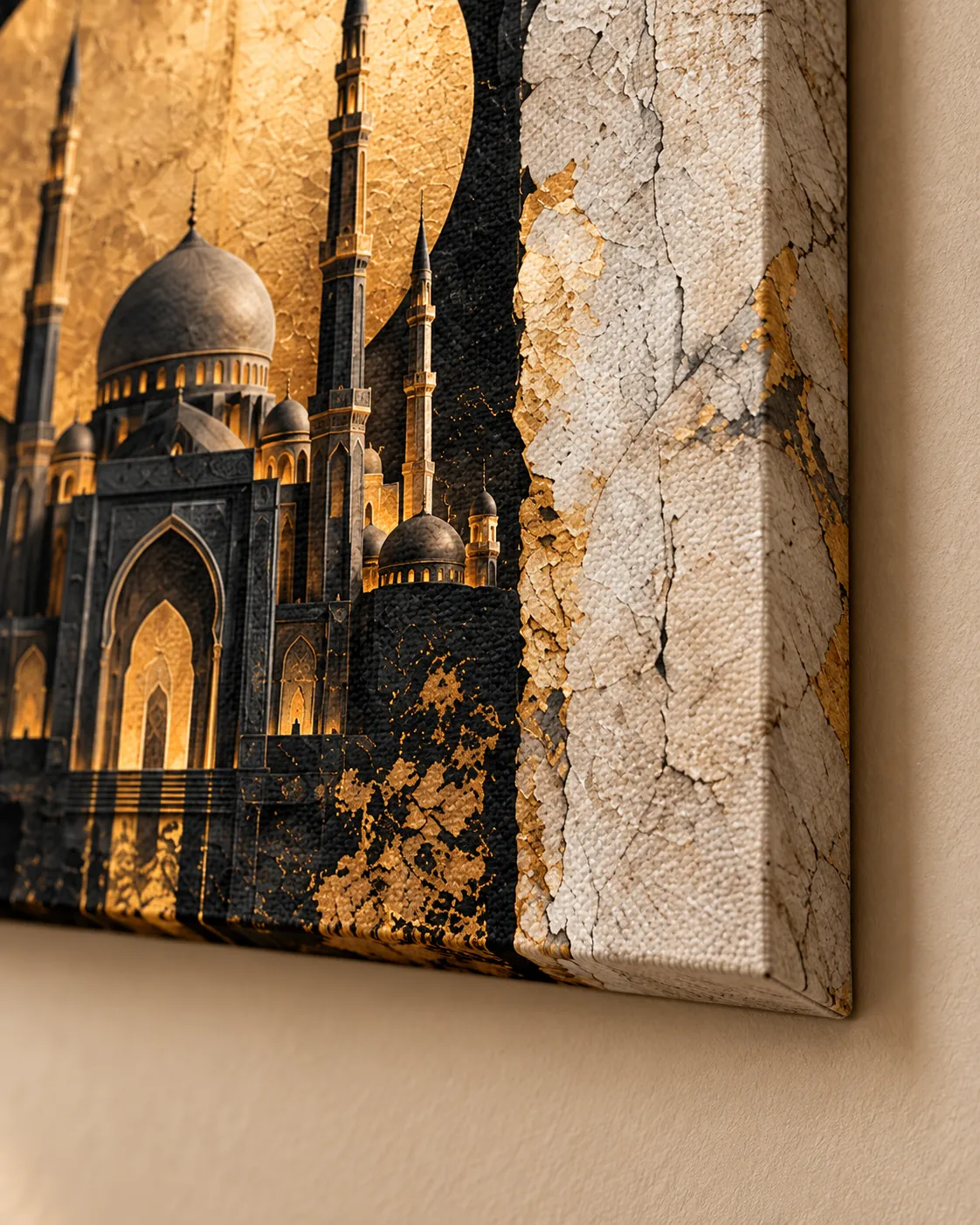 The wrapped edge of a canvas print