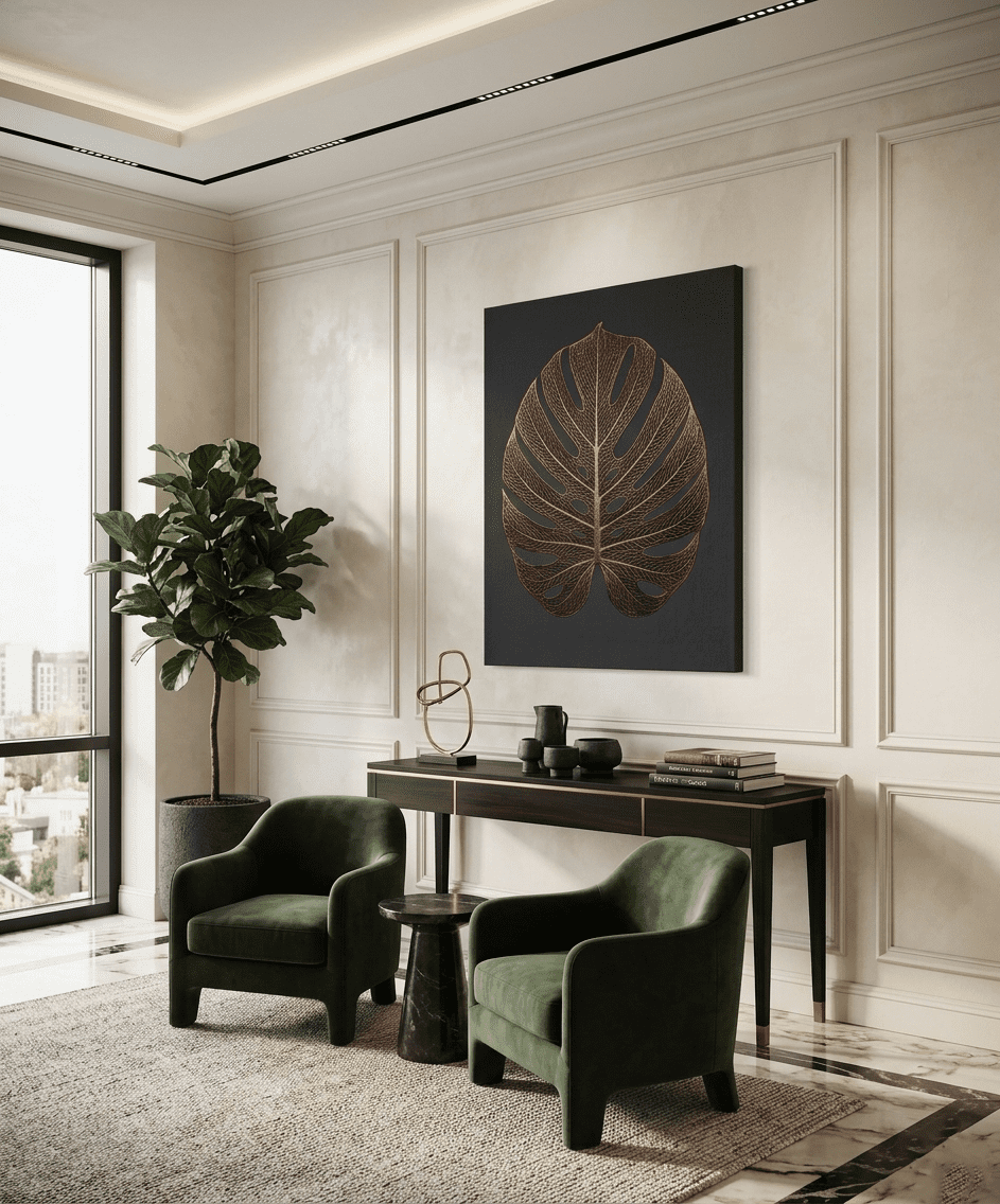 Copper Monstera Leaf Canvas