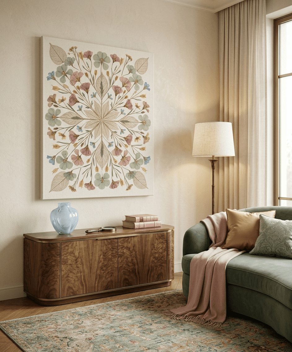 Pressed Flower Mandala Canvas Print